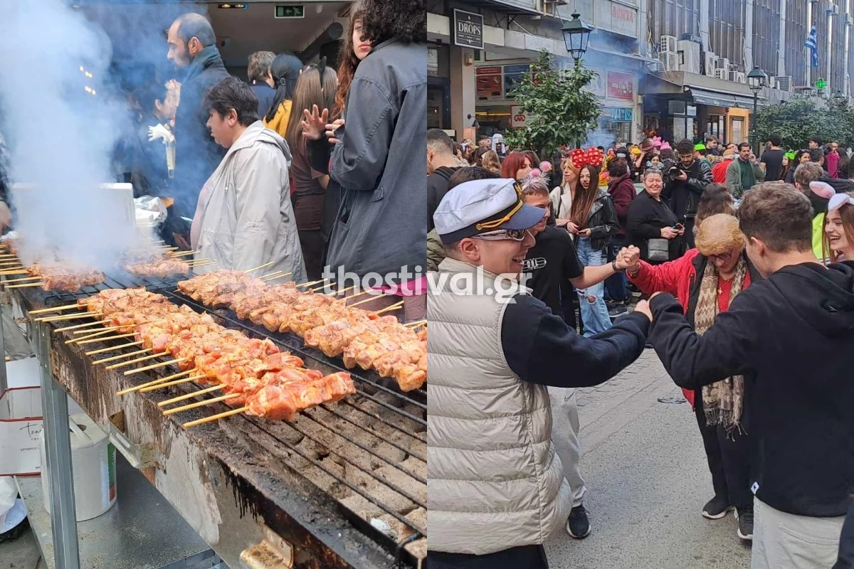 Σουβλάκια παντού, μουσικές και γλέντια για τη Τσικνοπέμπτη στο κέντρο της Θεσσαλονίκης (φωτο & video)